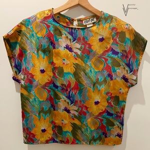 Vintage Multicolor Floral Blouse